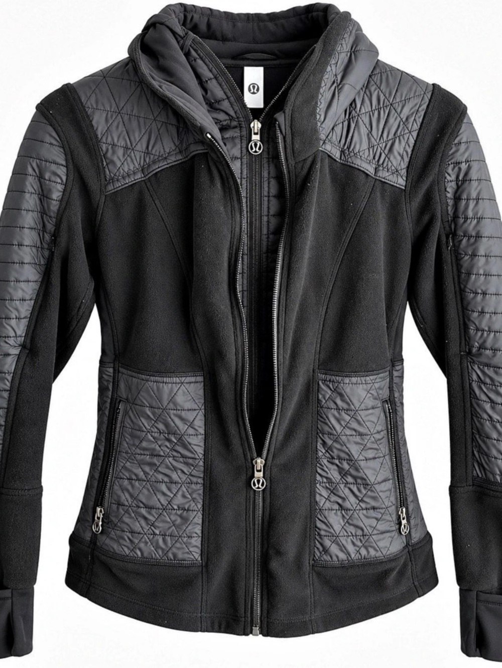 lululemon Black Quilted Hooded Jacket Size 4 Like New